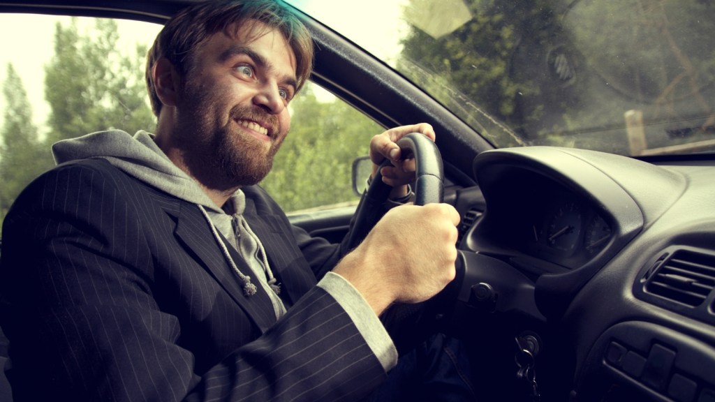 A Generous Parking Gesture Disappeared Fast When The Other Driver Started Yelling, So He Waited And Gave The Spot To Someone Else Instead guy making silly funny face driving car