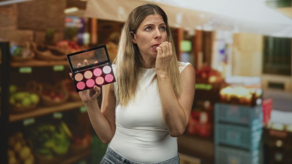 hesitant woman shopper