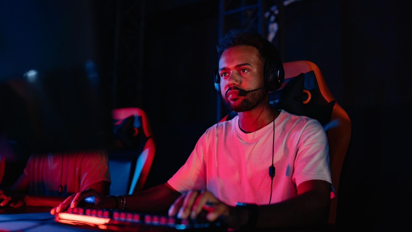 man gaming on his PC