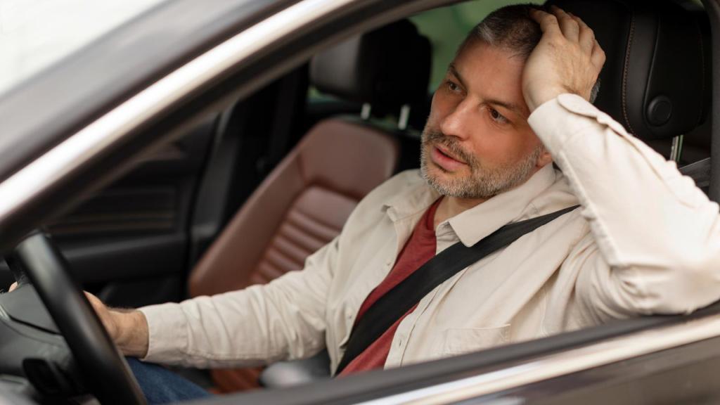 man parking a car