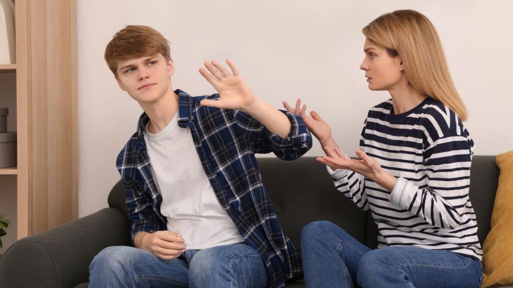 mother and teenage son having an argument