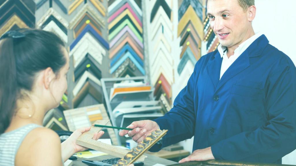 man talking to a customer