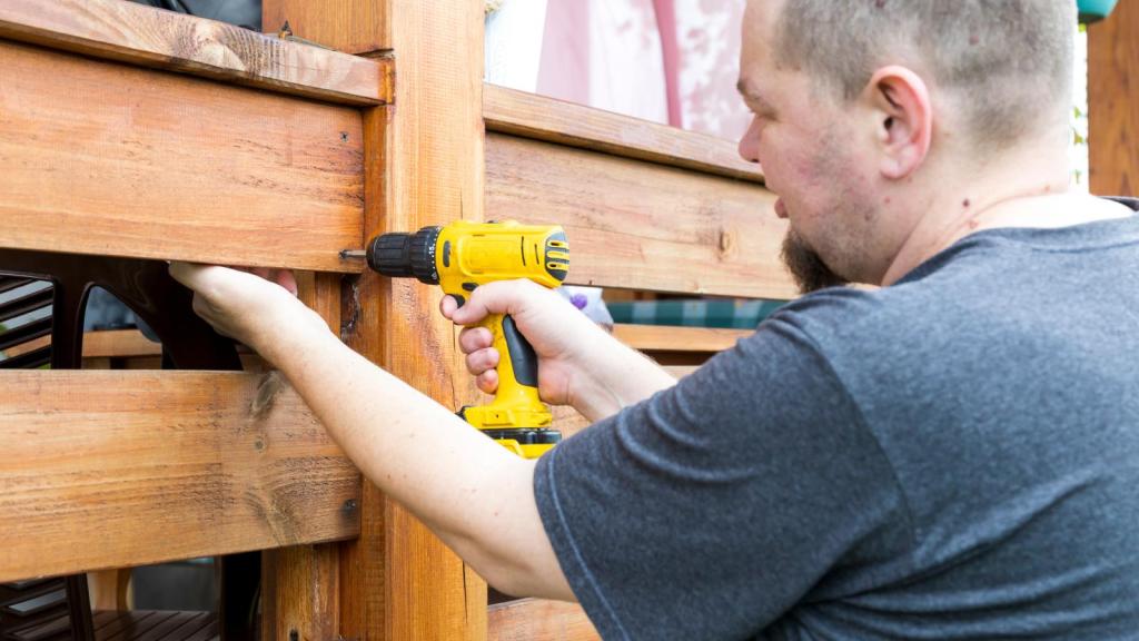 man building a fence