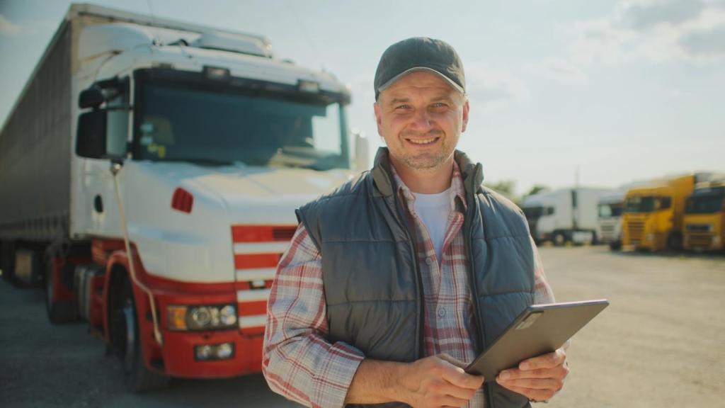 man in front of a semi truck