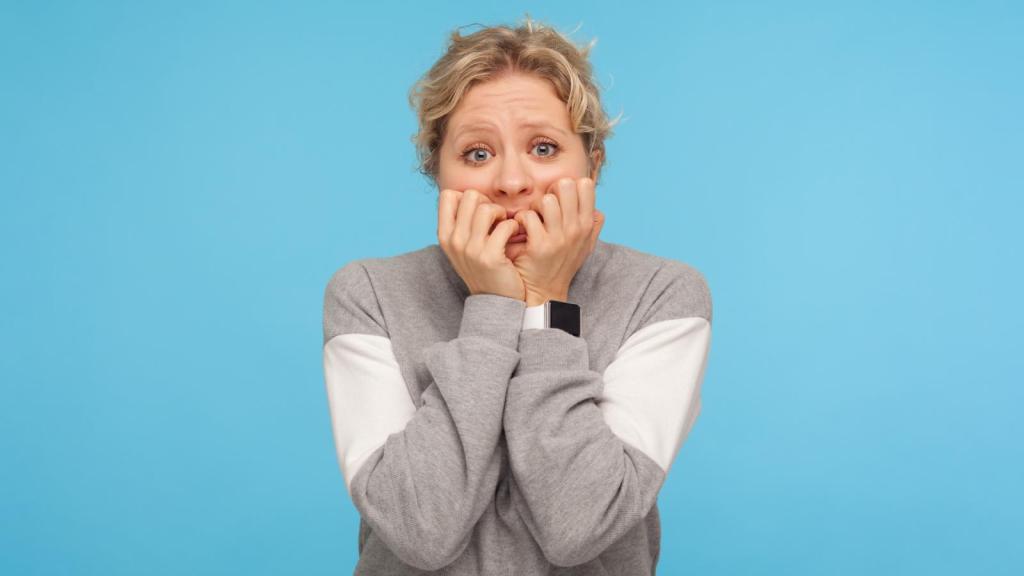 woman with a nervous expression