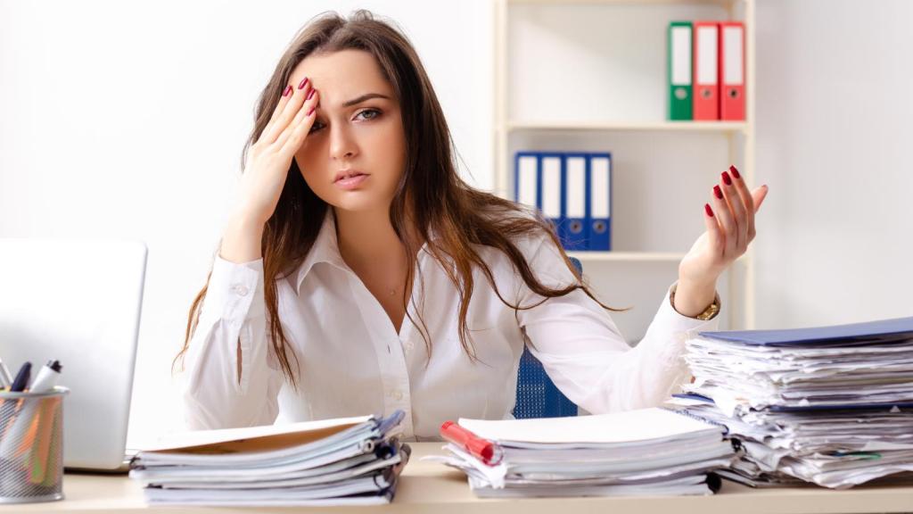woman sitting at her desk