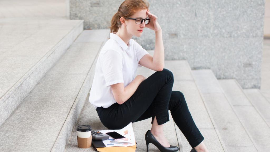 woman sitting on some steps
