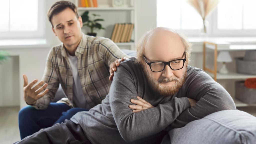two men on a couch