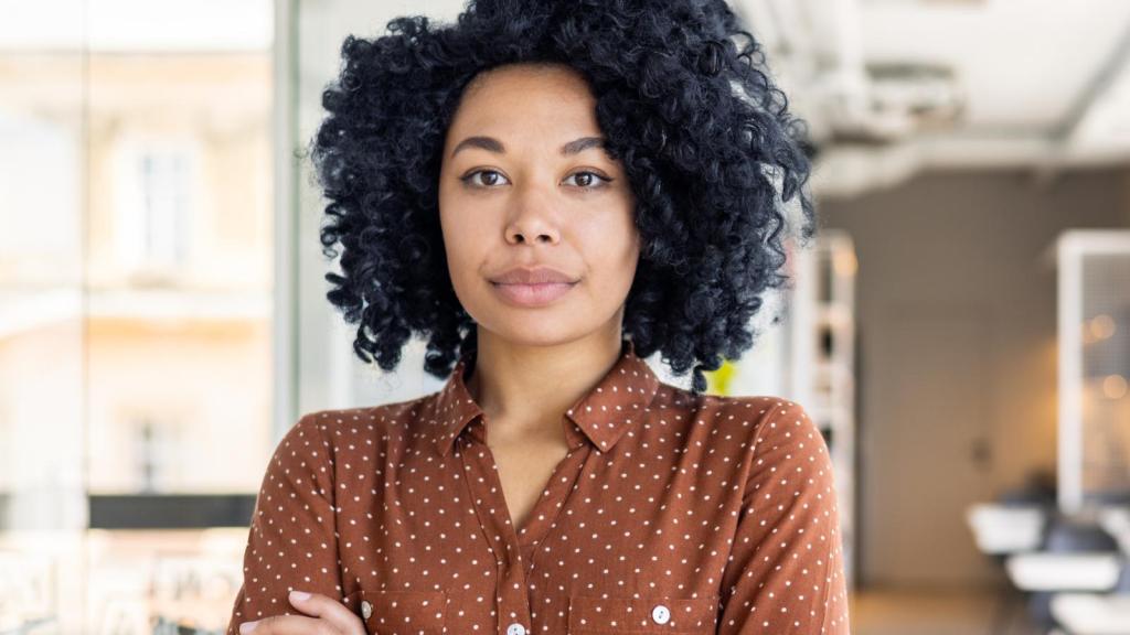 woman with a serious look