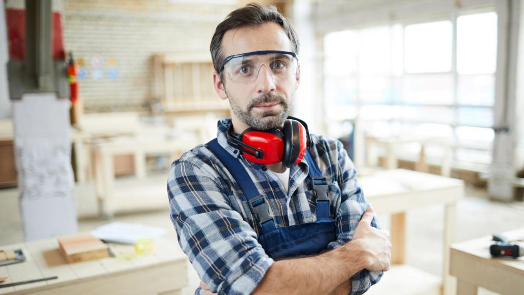 man wearing safety goggles