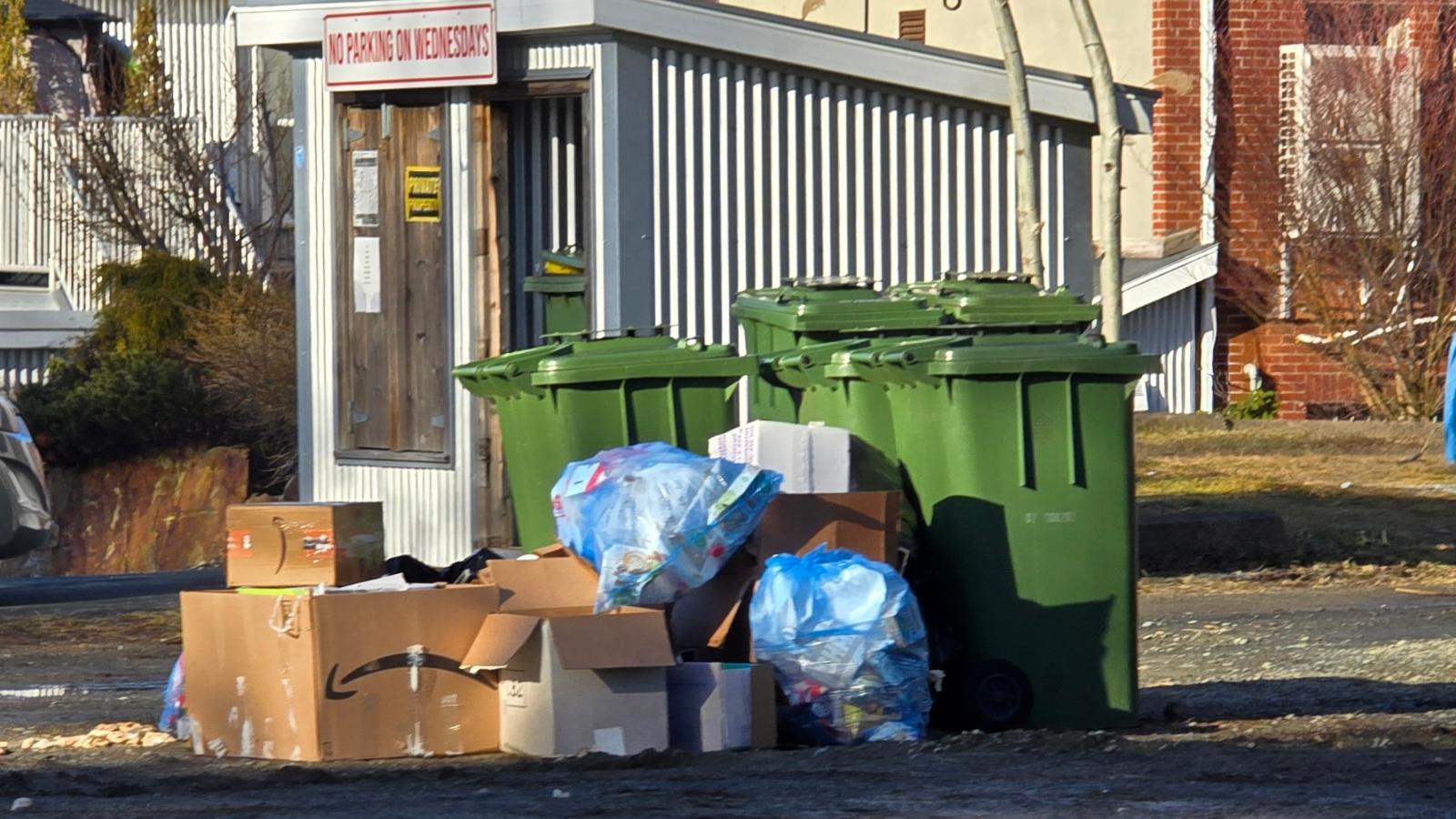 trash in a parking lot