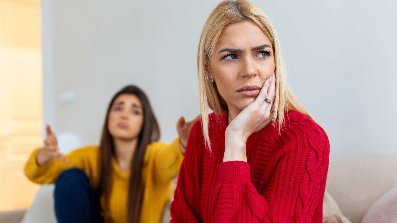 A Woman Wouldnt Let Her Friends Boyfriend Use Her Car For A Camping Trip And Now Her Friend Is Upset With Her two women having a conversation