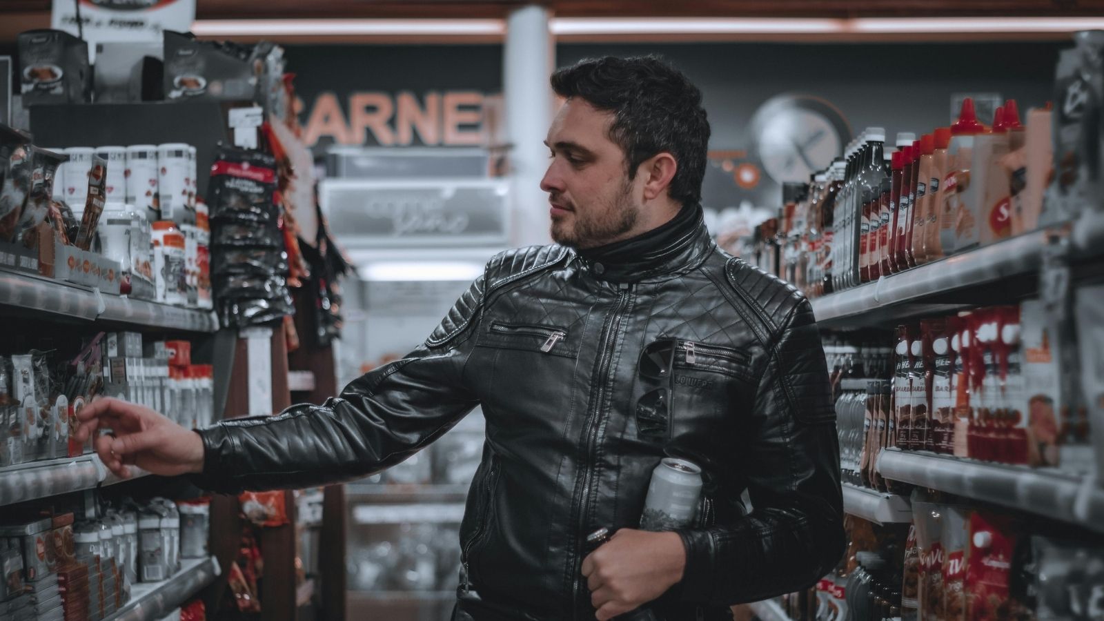 man shopping at the liquor store