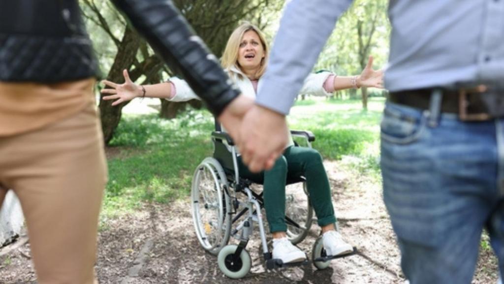 Woman stuck in a wheelchair