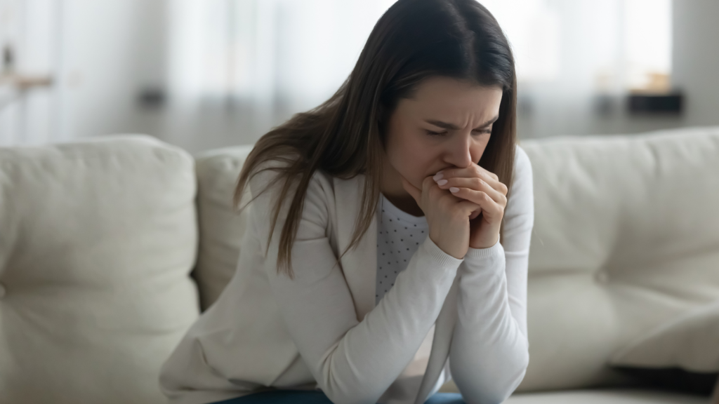 woman concerned and deep in thought