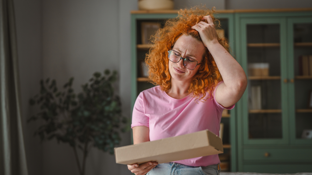 woman confused about package delivered to her