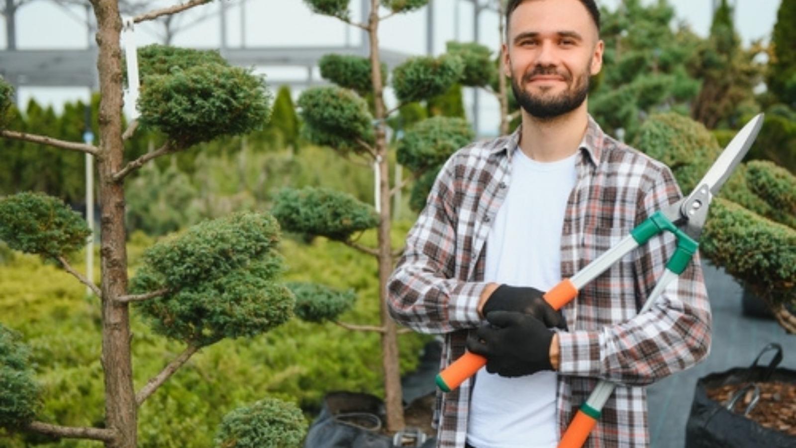 Man doing yard work