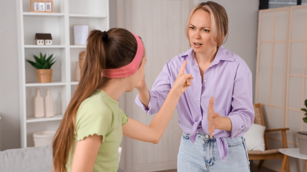 young woman in argument with her mom