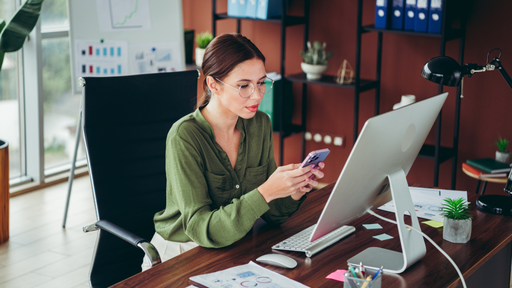 young woman on computer at the office