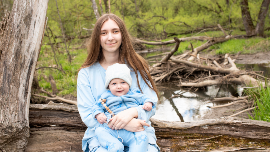young woman with baby
