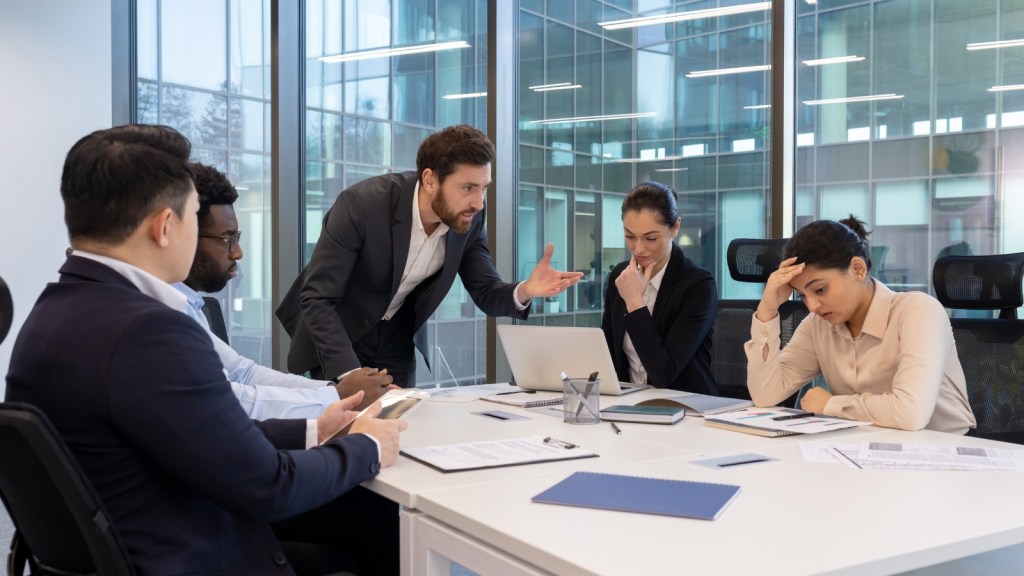 Sales Manager Was Assured An Executive Wouldnt Pull Rank, But He Did Anyway, So The Manager Went To The CEO Angry CEO and employees at table