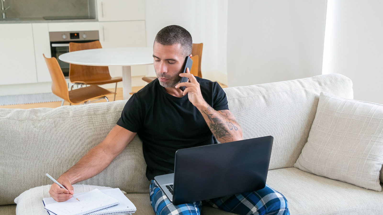 A man working from home