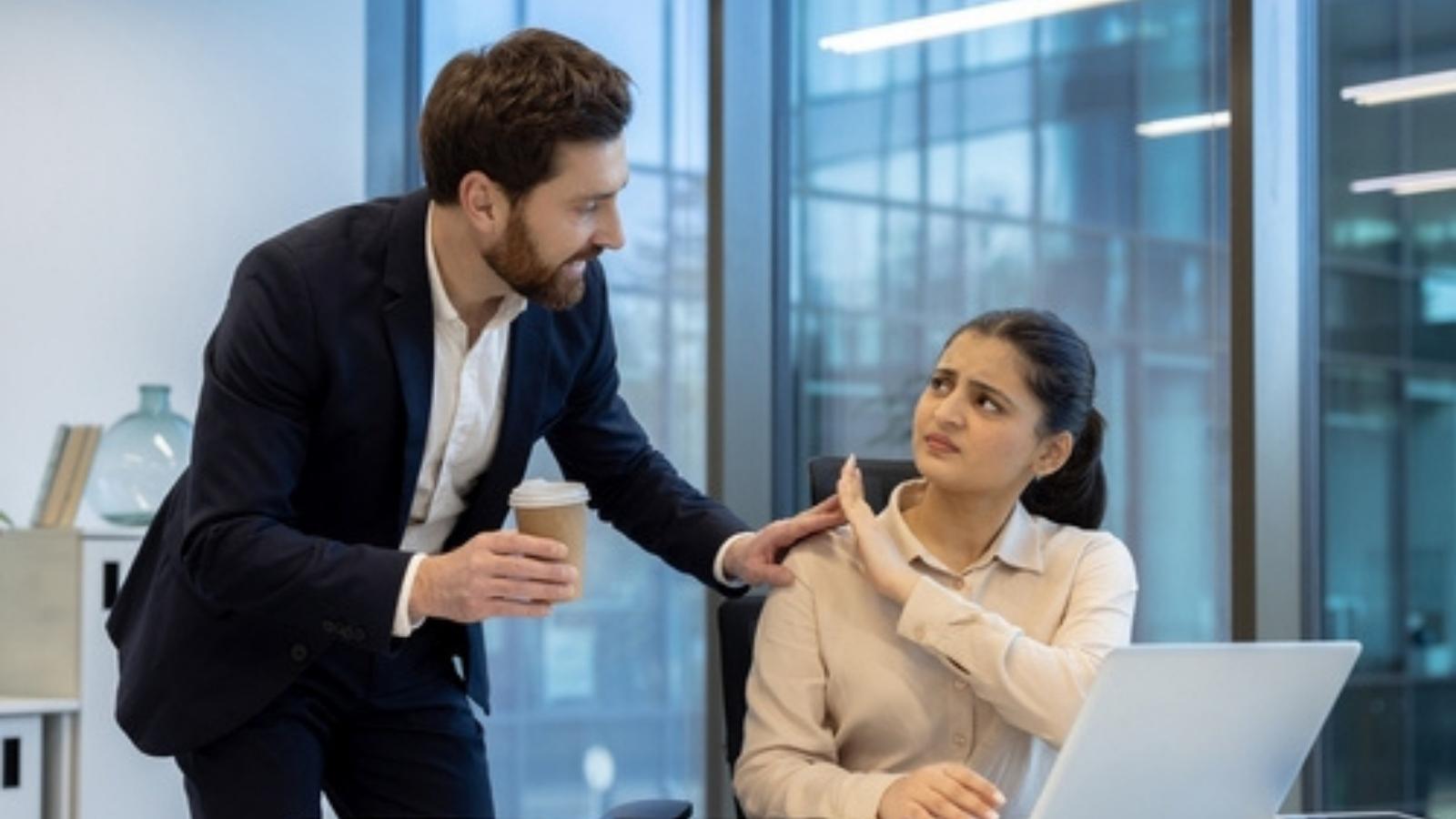 Man making woman uncomfortable