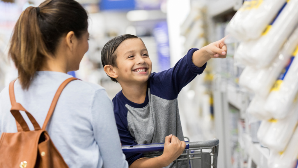Mom and little boy at store