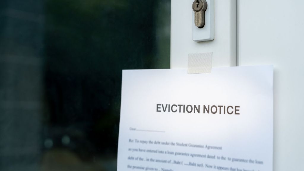 eviction notice taped to a door