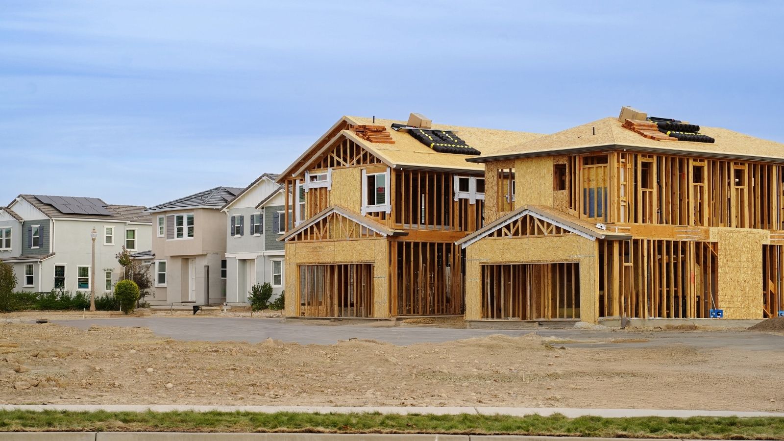 house under construction in a residential neighborhood