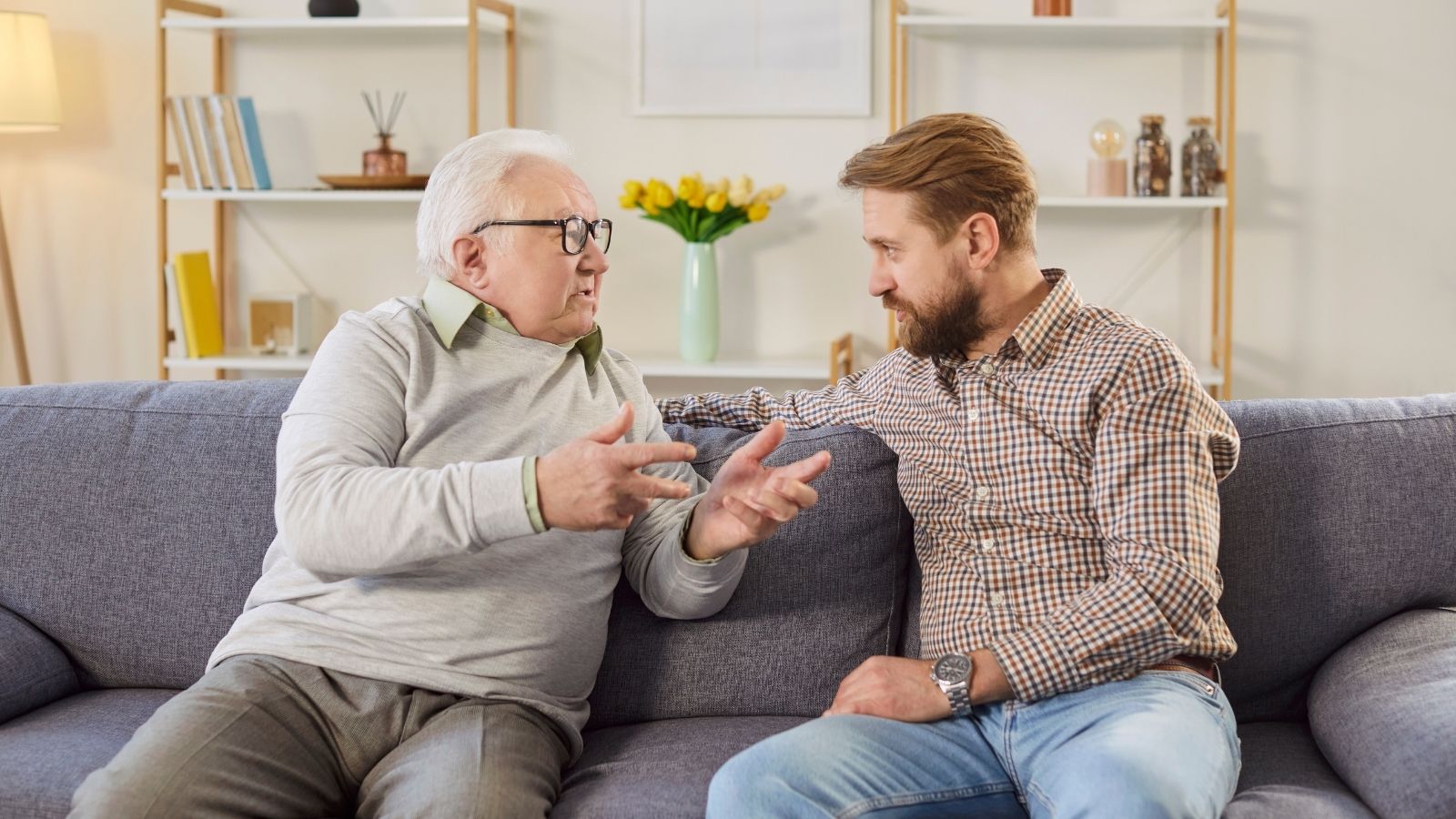 man talking to his dad