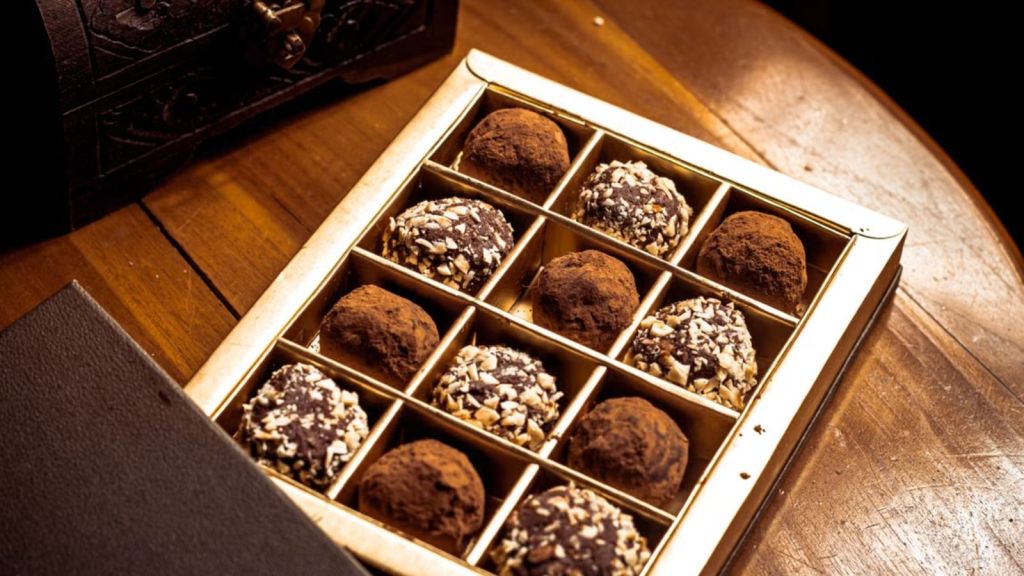 Box of chocolates with different flavors