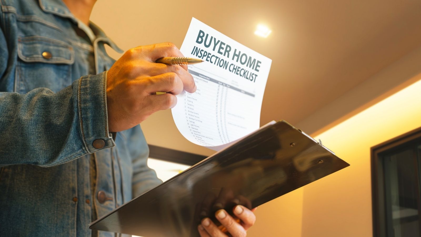 He Was Trapped in a Frozen Home Sale by an Unsafe Deck—Then Used Municipal Building Codes and HOA Insurance Liability to Force an Emergency Replacement man holding paper that reads "buyer home inspection checklist"