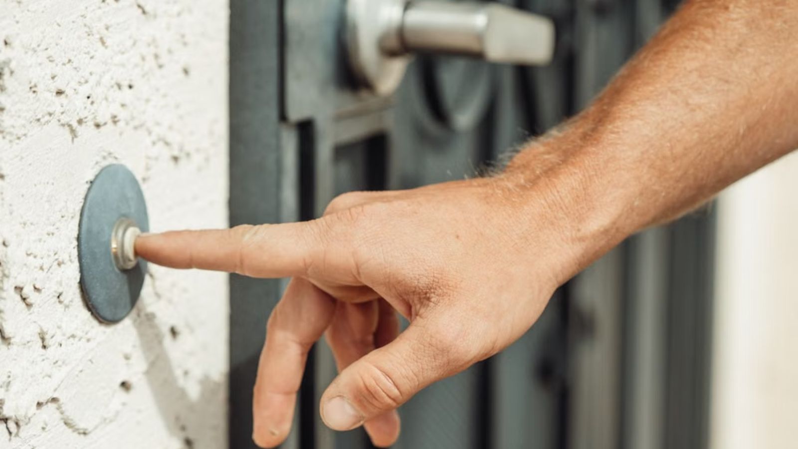 He Rang Her Doorbell Repeatedly at 7:00 AM over Loud Footsteps—Then She Presented a 30 Day Acoustic Audit and Building Noise Exoneration Dossier Person pressing the doorbell beside a door