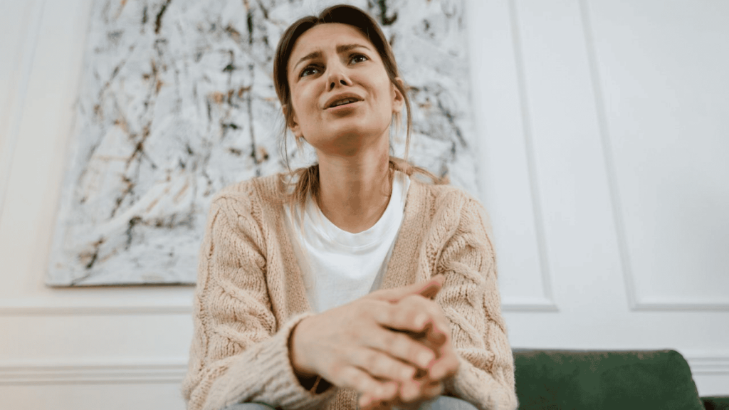 Upset woman talking to someone