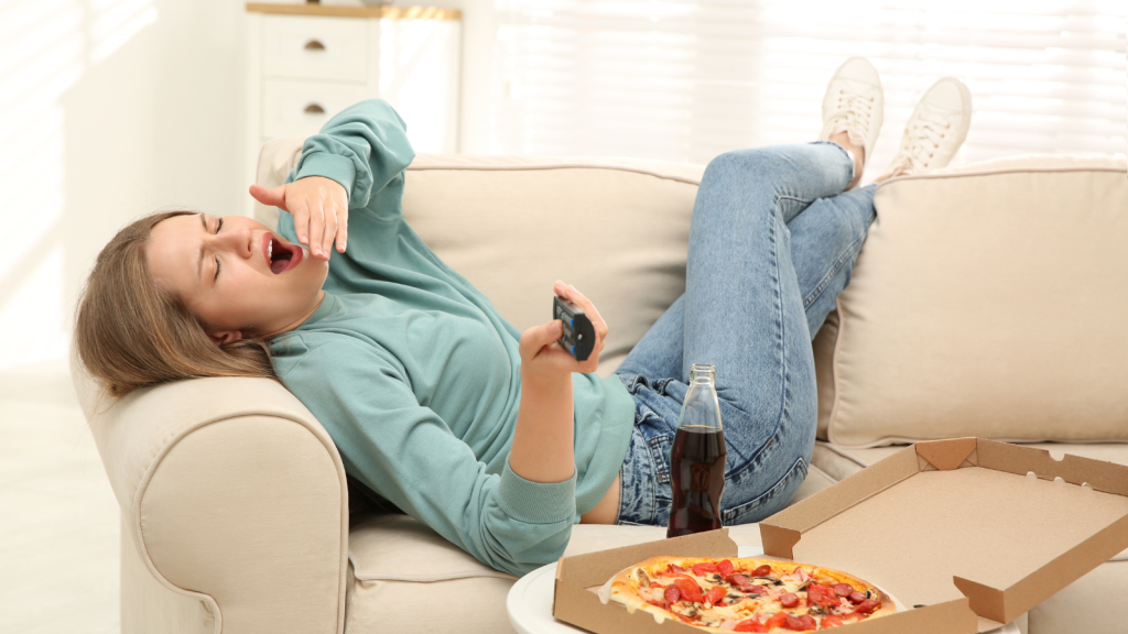 Woman being lazy on the couch