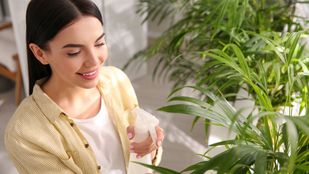 Woman Asked Her Roommate To Stop Filling Their Shared Apartment With Dozens Of Plants, But The Request Was Quickly Labeled Unreasonable Woman watering one of many house plants in the living room