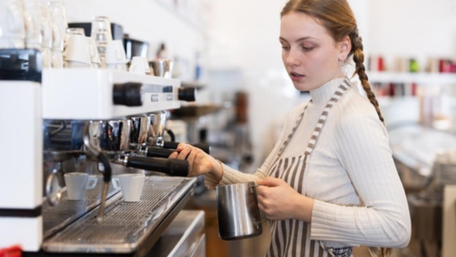 Teen girl working