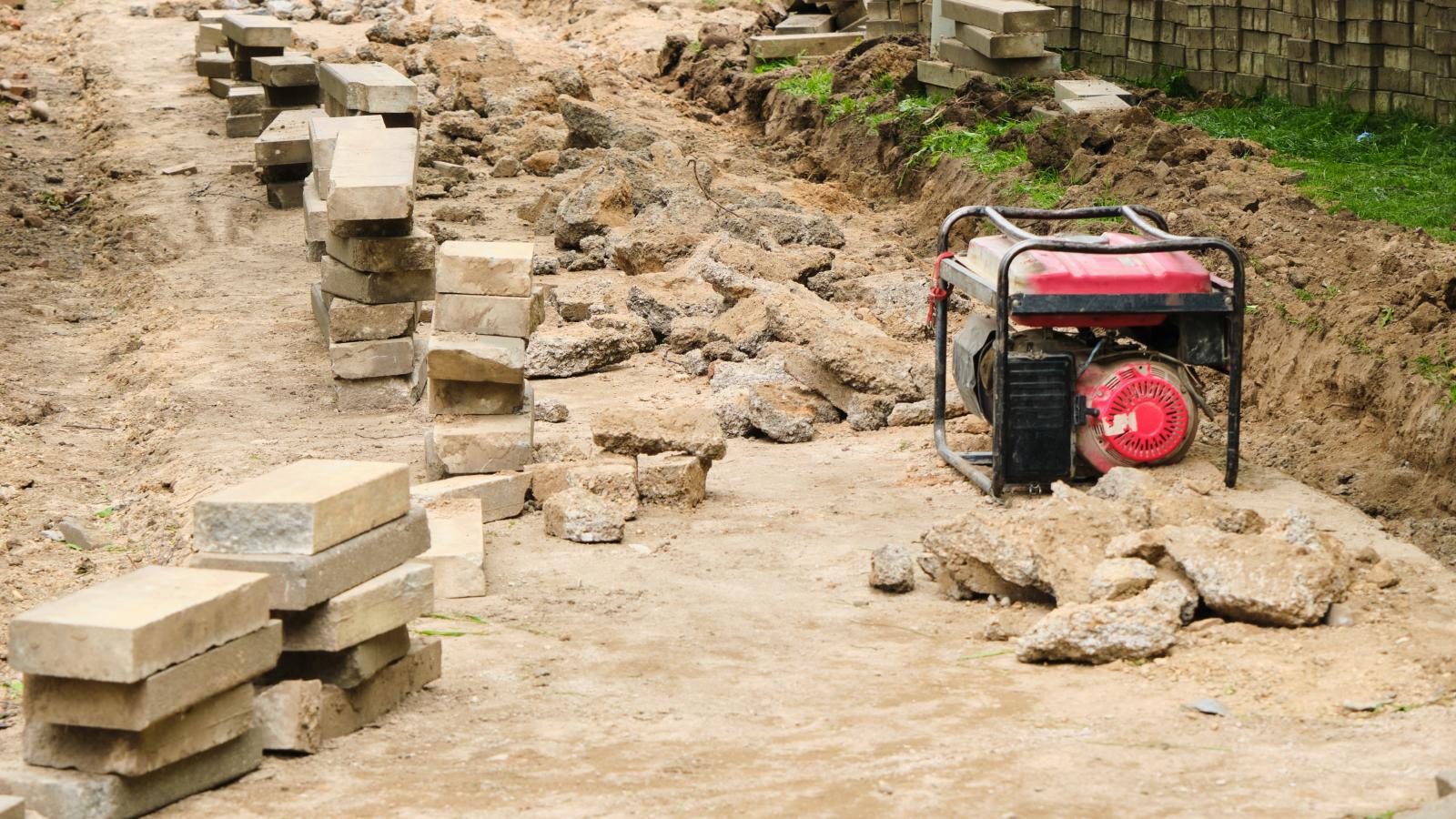 a driveway under construction