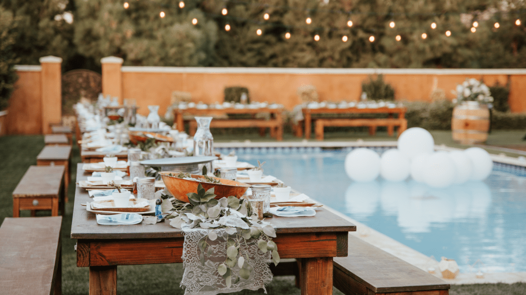 One Daughter Watched Her Parents Choose Her Brother’s Plans Over Hers, Then Faced Their Anger When They Realized What They Had Missed backyard wedding table set up next to pool