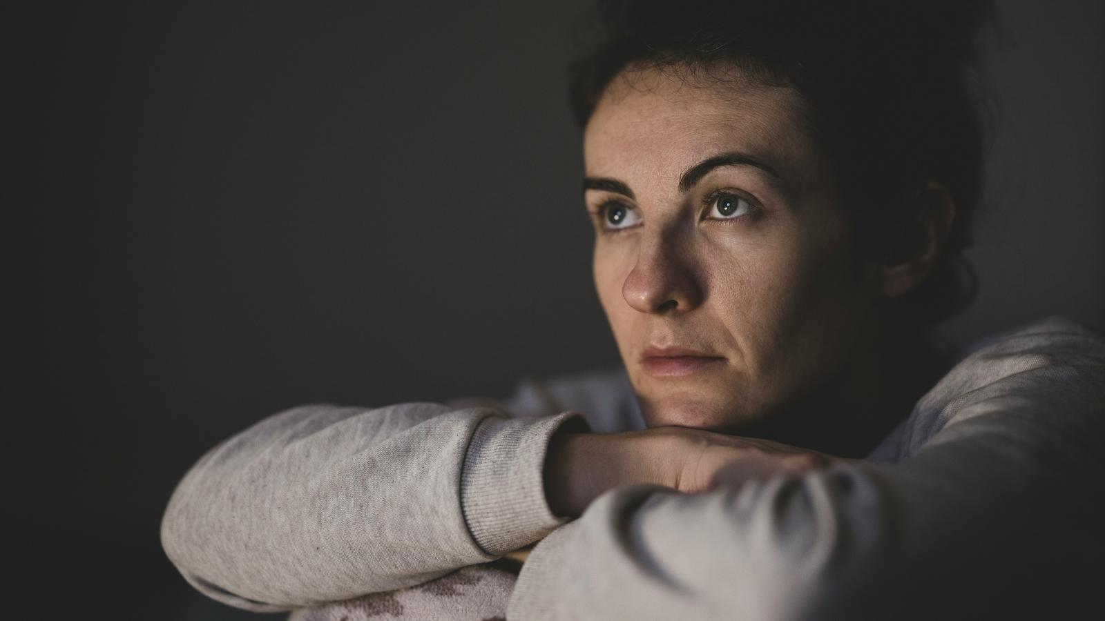 closeup of an annoyed woman