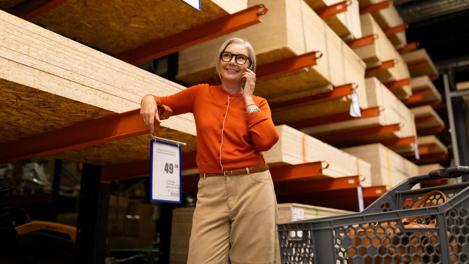 woman taking a phone call in a store