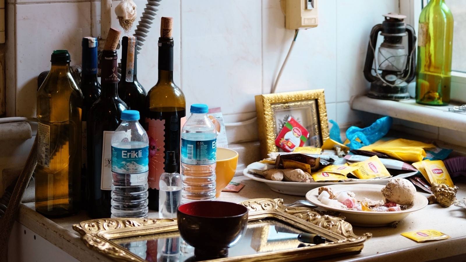 She Left the Sink Full of Moldy Dishes and Empty Toilet Paper Rolls for 3 Weeks—Then Panicked When Her Supplies Were Moved Behind a Combination Lock messy apartment kitchen