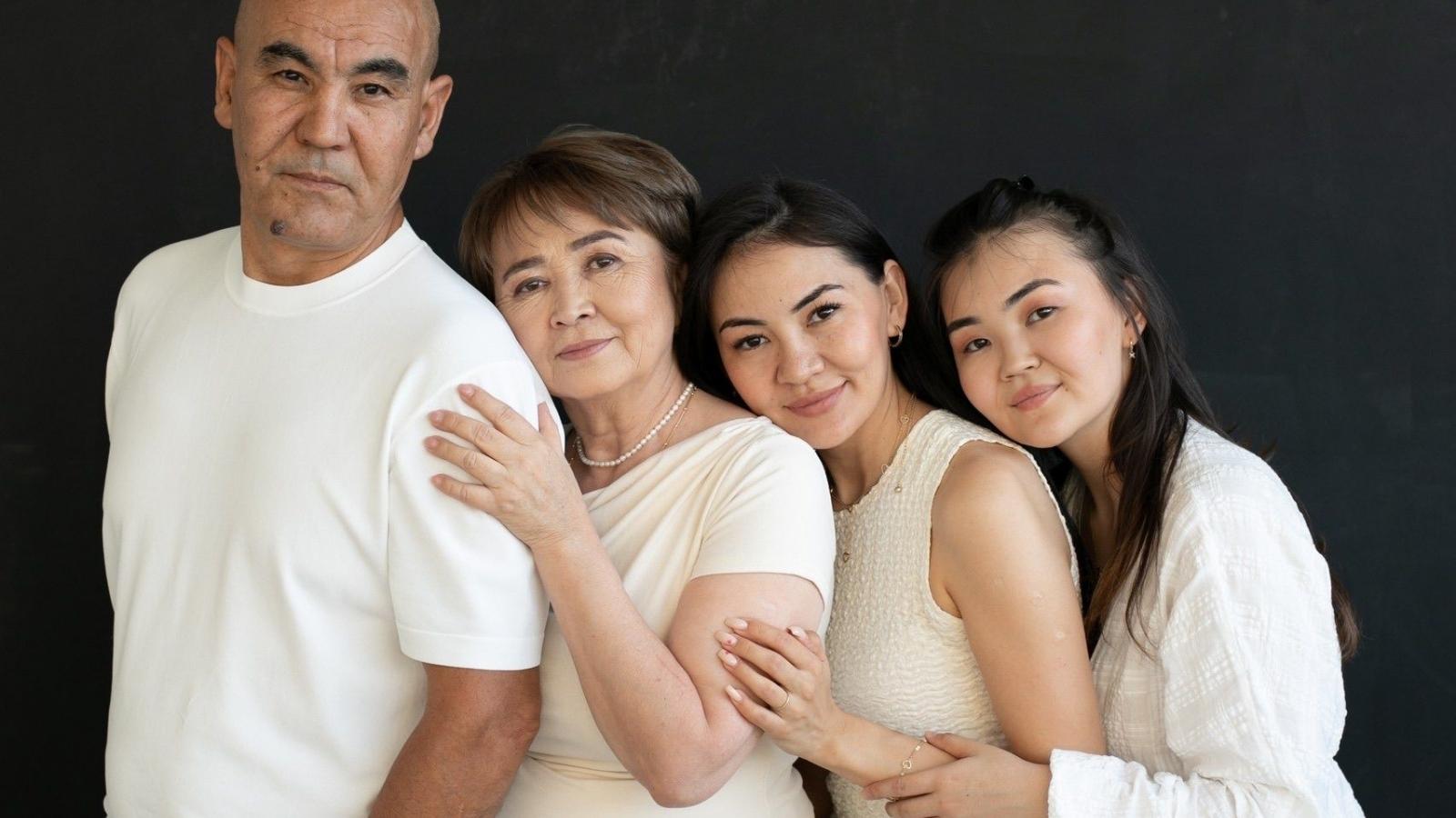 multigenerational family posing for a portrait