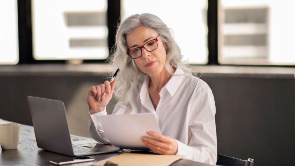 woman thinking at work