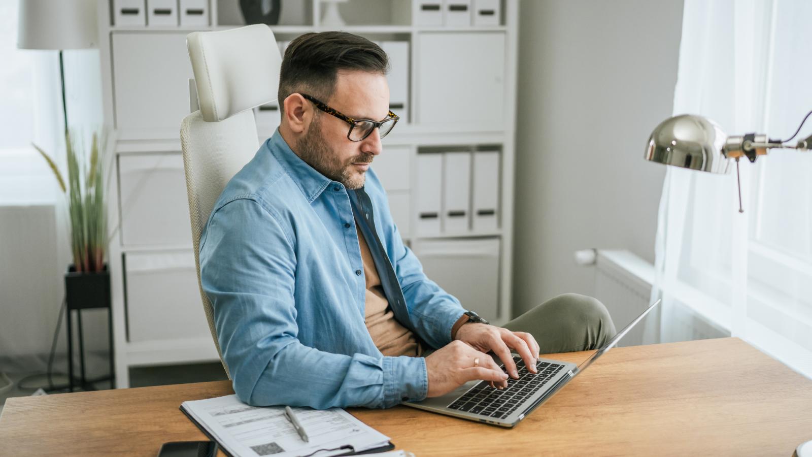 man working on a computer