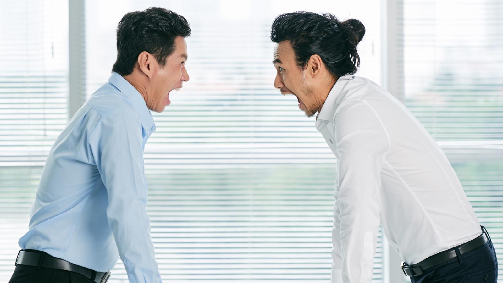 He Was Blamed for a $200,000 Order Overhaul After an Intentionally Vague Email—Then Produced the Audio Record and Time Stamped Chat Logs in HR two men yelling at each other
