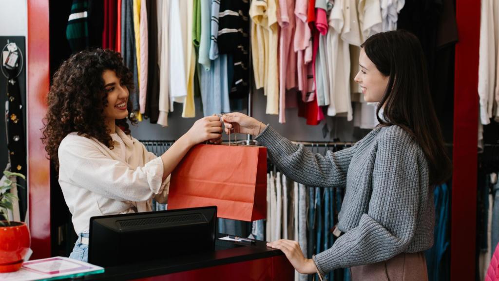 woman and worker in a store