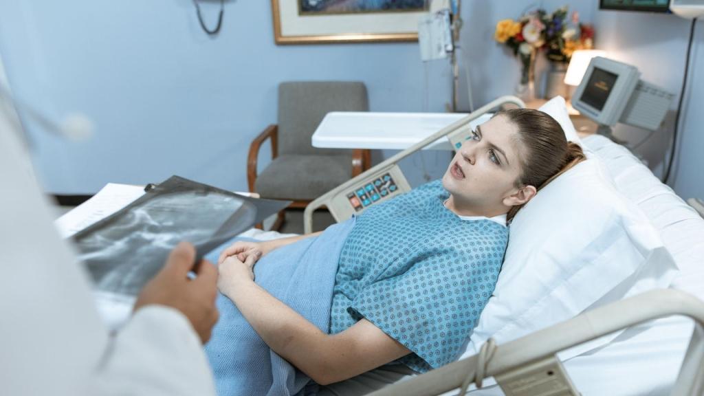 woman laying in hospital bed