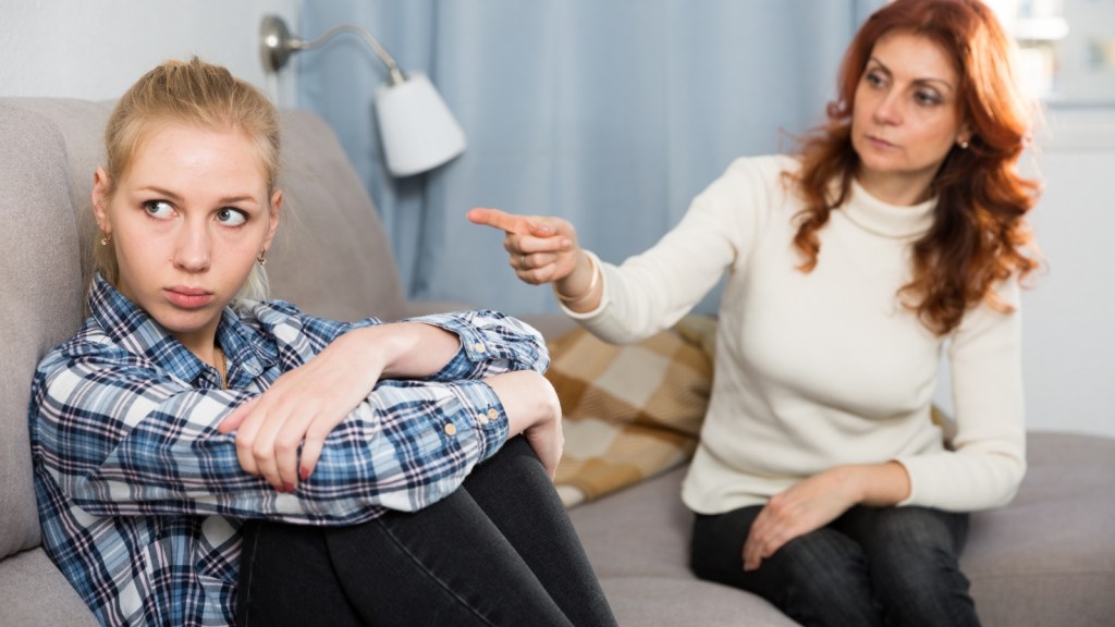 One Woman Draws A Firm Emotional Boundary With Her Stepmom, Saying The Word “Mom” Belongs Only To Her Late Mother young woman and stepmom arguing